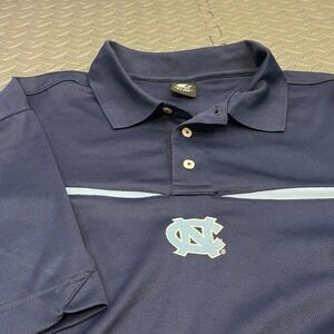 Vintage Starter UNC Tar Heels Polo Large Navy Blue NCAA Performance Short Sleeve
